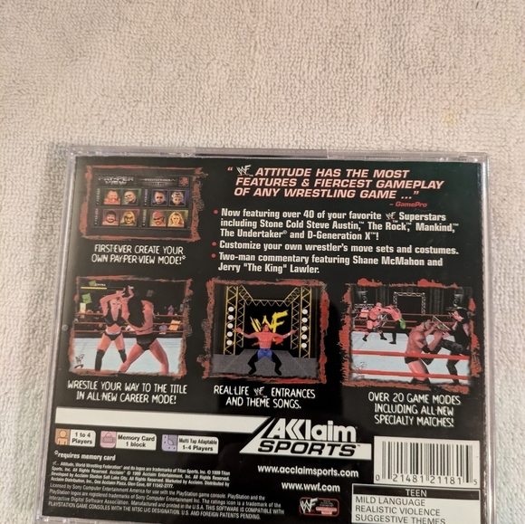 WWF Attitude PlayStation Game - Black and Red - Picture 3 of 7